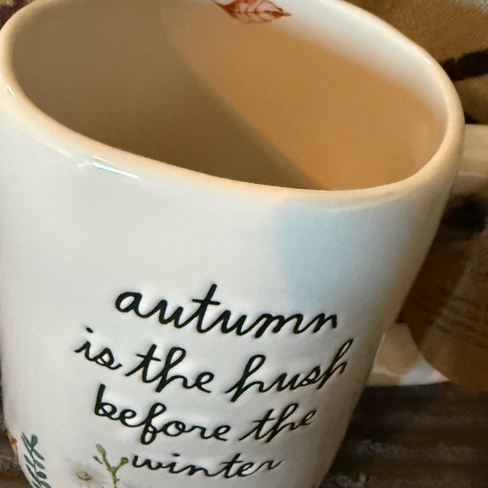 Rae Dunn White Floral “autumn is the hush before the winter” Mug - Picture 2 of 5